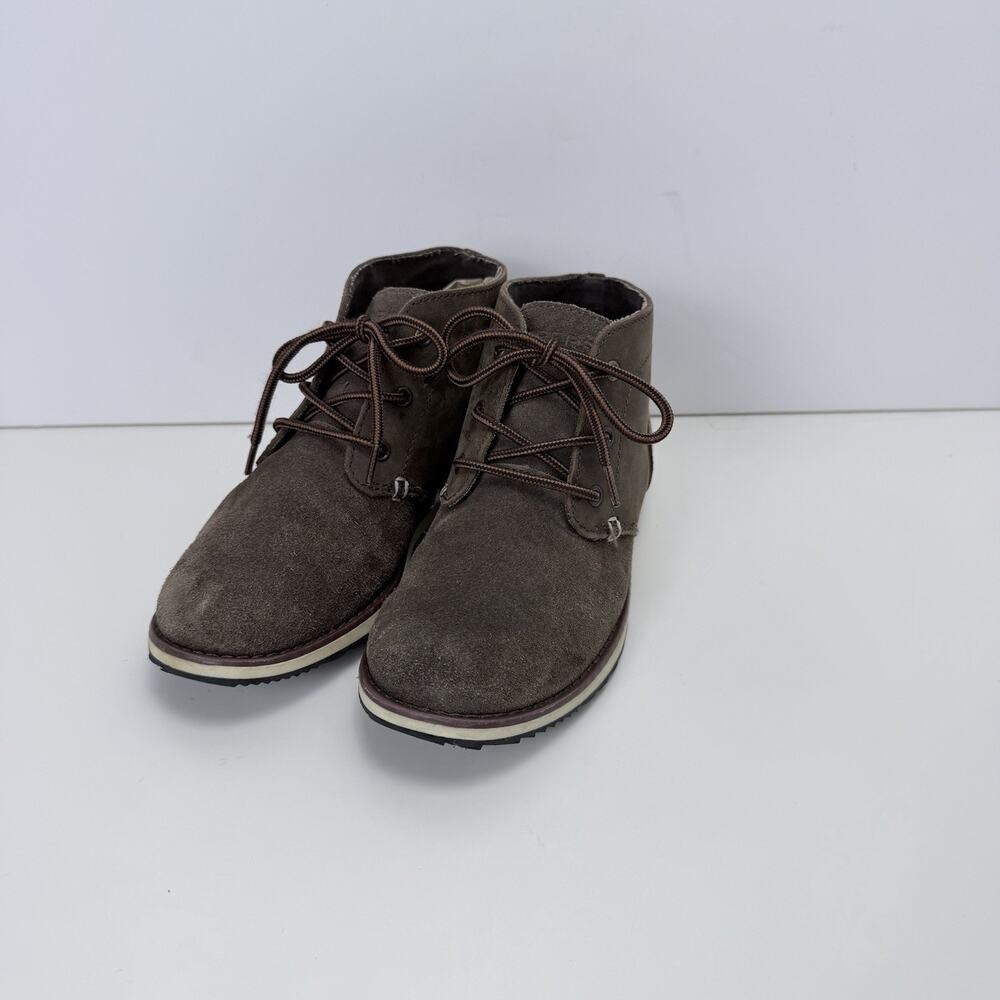 Sperry Windward Mid Brown Suede Leather Shoes Lace Up Size 2.5 Boys